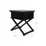 Sorrento Cross Leg Hamptons BedSide Table W/Drawer Black
