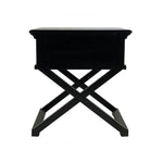 Sorrento Cross Leg Hamptons BedSide Table W/Drawer Black