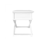 Sorrento Cross Leg Hamptons BedSide Table W/Drawer White
