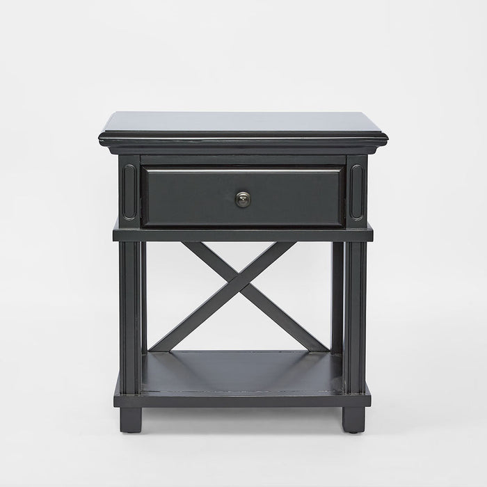 Sorrento Hamptons Bedside Table W/Drawer Black