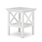 Sorrento Hamptons Square Side Table W/ Glass Top White
