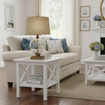 Sorrento Hamptons Square Side Table W/ Glass Top White