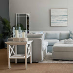 Sorrento Hamptons Square Side Table W/ Glass Top White