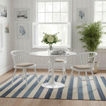 Round Curved Strip Back Elm Wood Dining Chair White