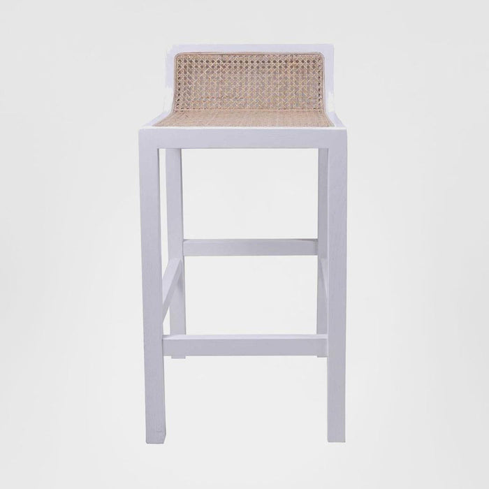 Amalfi Elm Wood and Rattan Bar stool White