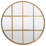 Amelia Gold Rimmed Round Paned Mirror D120cm
