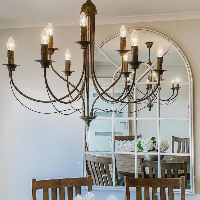 9 Arm Taupe Iron Chandelier 9 Lights