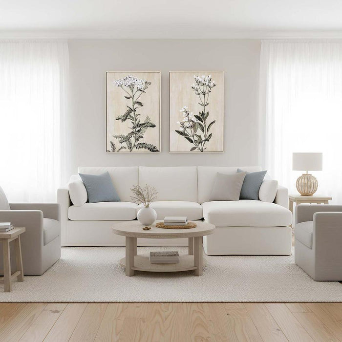 Clovelly 3 Seater Right Chaise Sofa Ivory
