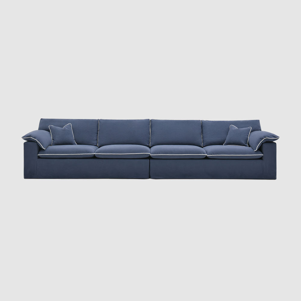 Norfolk 4 Seater Sofa Navy w/White Piping