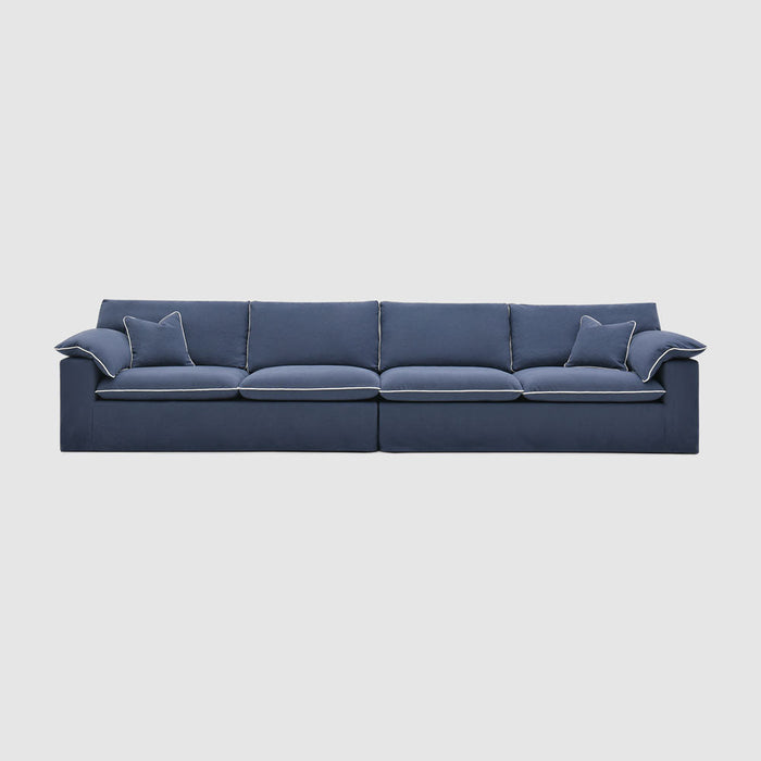 Norfolk 4 Seater Sofa Navy w/White Piping