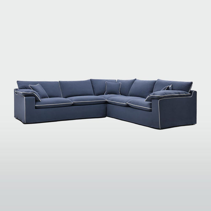Norfolk 5 Seater Modular Sofa Navy w/White piping