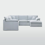 Norfolk 5 Seater Modular with Chaise (Reversible) Beach w/White piping