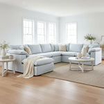 Norfolk 5 Seater Modular with Chaise (Reversible) Beach w/White piping
