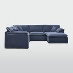 Norfolk 5 Seater Modular with Chaise (Reversible) Navy w/White piping