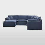 Norfolk 5 Seater Modular with Chaise (Reversible) Navy w/White piping