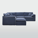 Norfolk 5 Seater Modular with Chaise (Reversible) Navy w/White piping