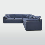 Norfolk 6 Seater Modular Navy w/White piping