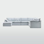 Norfolk 6 Seater Modular with Chaise (Reversible) Beach w/White piping