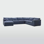Norfolk 6 Seater Modular with Chaise (Reversible) Navy w/White piping