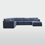 Norfolk 6 Seater Modular with Chaise (Reversible) Navy w/White piping