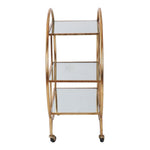 Antique Gold Bar Cart W/ Mirror Shelf