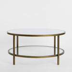 Palladium Brass Iron Marble & Glass Coffee Table