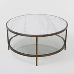 Palladium Brass Iron Marble & Glass Coffee Table