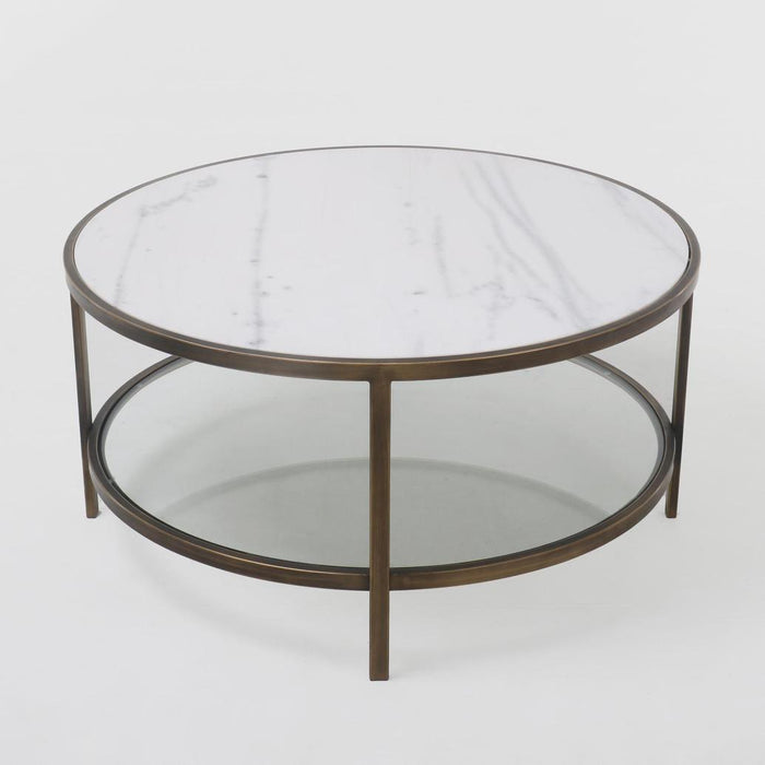 Palladium Brass Iron Marble & Glass Coffee Table