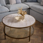 Palladium Brass Iron Marble & Glass Coffee Table