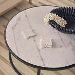 Palladium Black Iron Marble & Glass Coffee Table