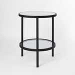Palladium Black Iron Marble & Glass Side Table