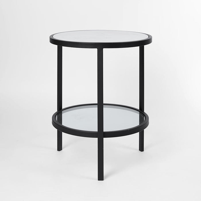 Palladium Black Iron Marble & Glass Side Table