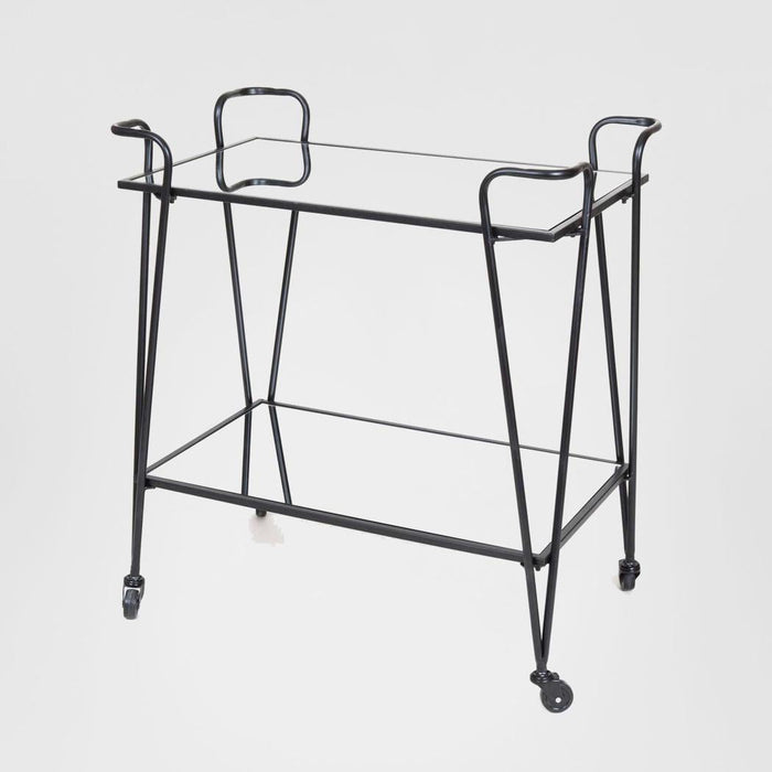 Lloyd Mirror Shelf Bar Cart Black