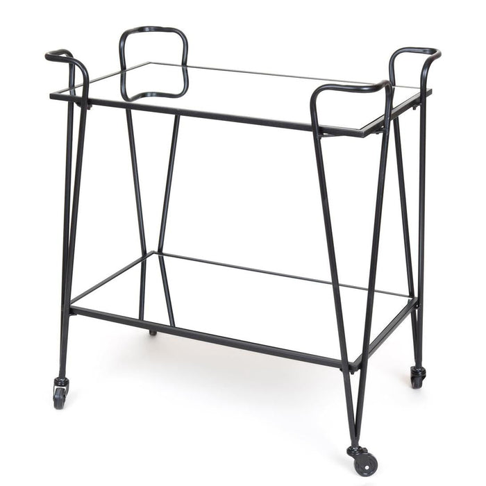 Lloyd Mirror Shelf Bar Cart Black