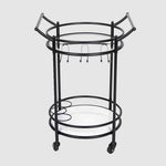 Round Marble Shelf Bar Cart Black