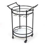 Round Marble Shelf Bar Cart Black