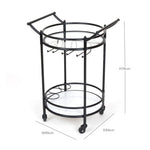 Round Marble Shelf Bar Cart Black