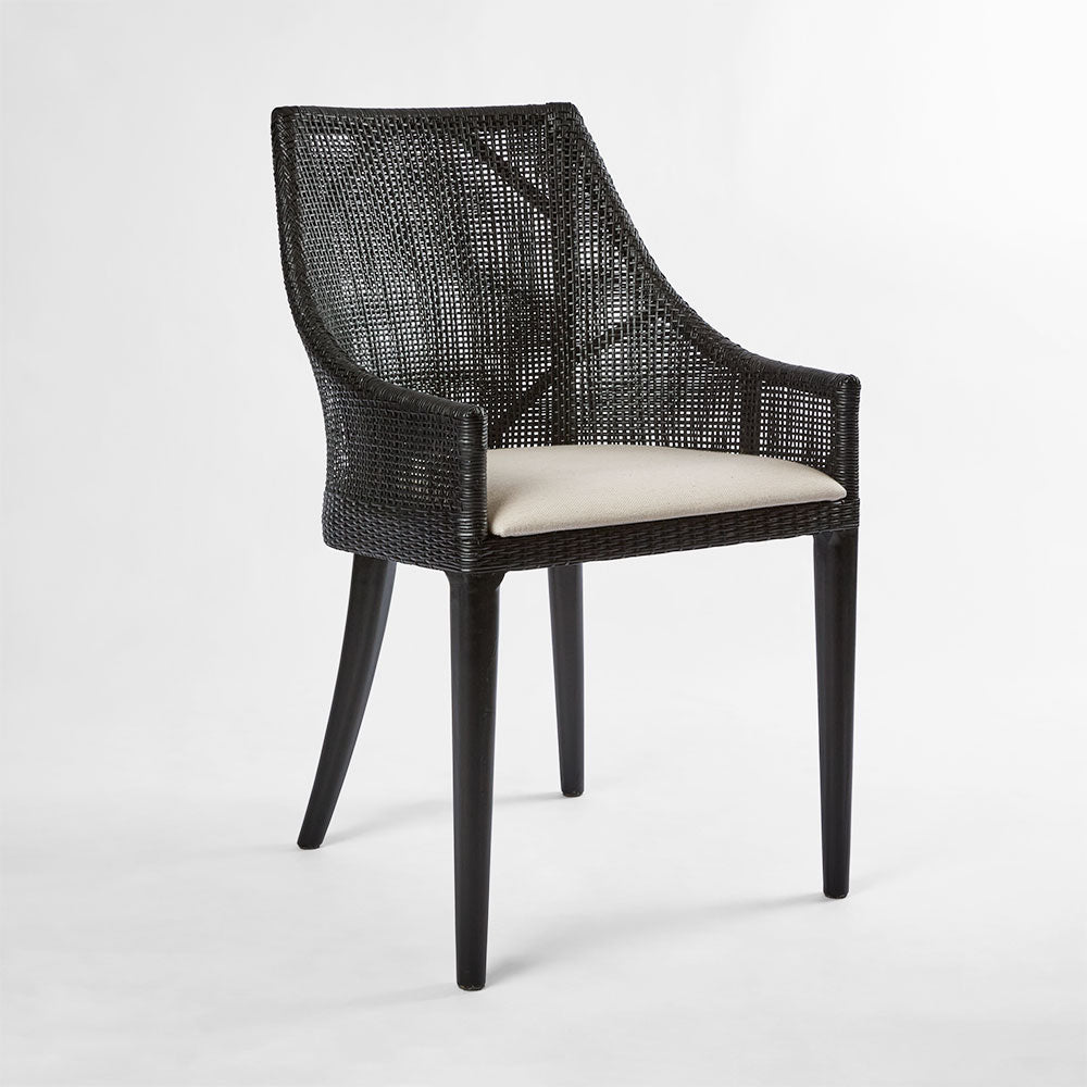 Charlotte Rattan Dining Chair Black