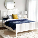 Santorini Hamptons Timber/Rattan Queen Bed White
