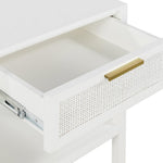 Santorini Hamptons Timber/Rattan Bedside Table White