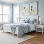 Santorini Hamptons Timber/Rattan Bedside Table White