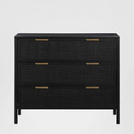 Santorini Hamptons 3 Drawer Timber/Rattan Dresser 100cm Black