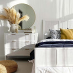 Santorini Hamptons 3 Drawer Timber/Rattan Dresser 100cm White