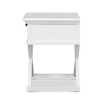 West Beach Cross Leg Hamptons BedSide Table W/Drawer White