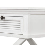 West Beach Cross Leg Hamptons BedSide Table W/Drawer White