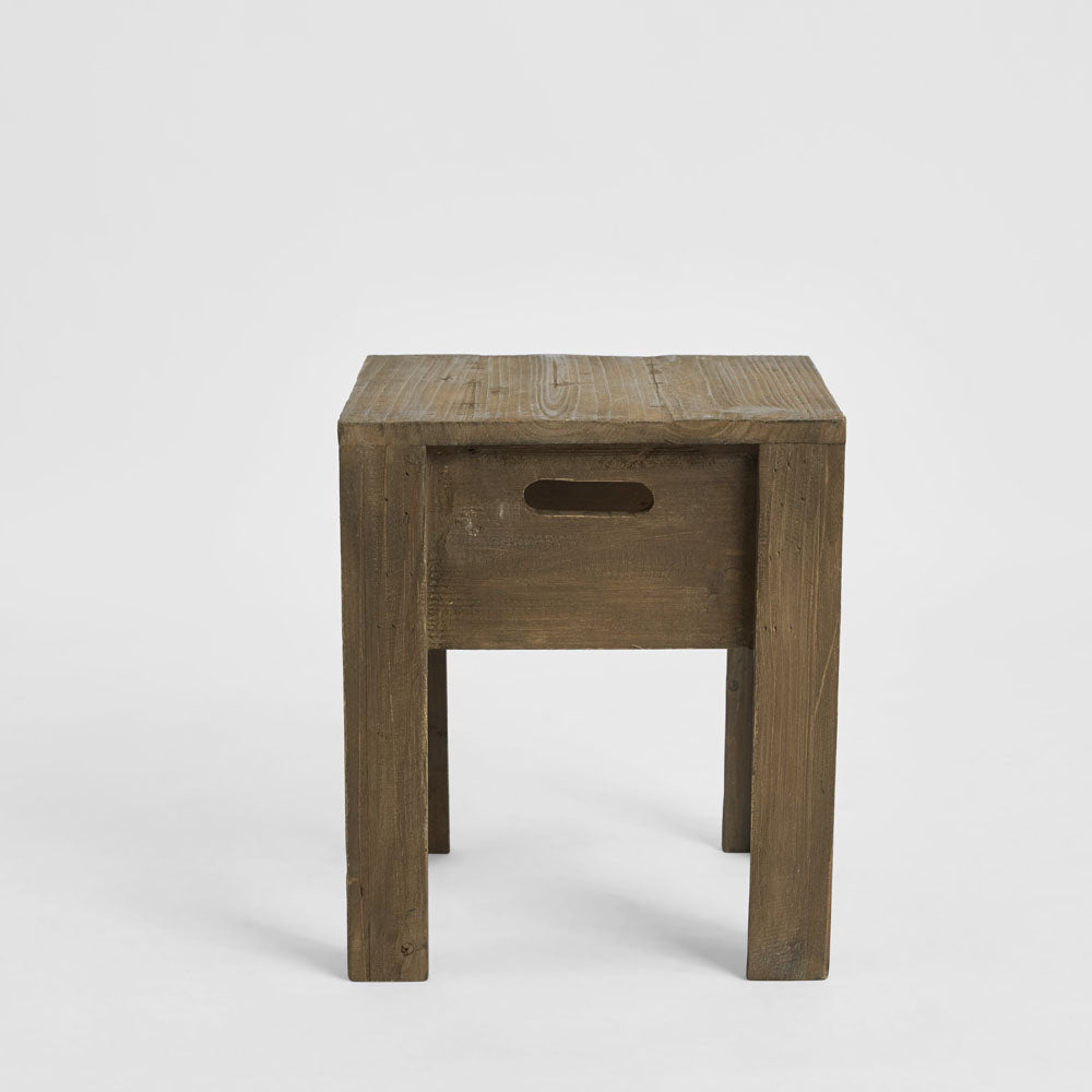 Arles Wooden Stool Brown