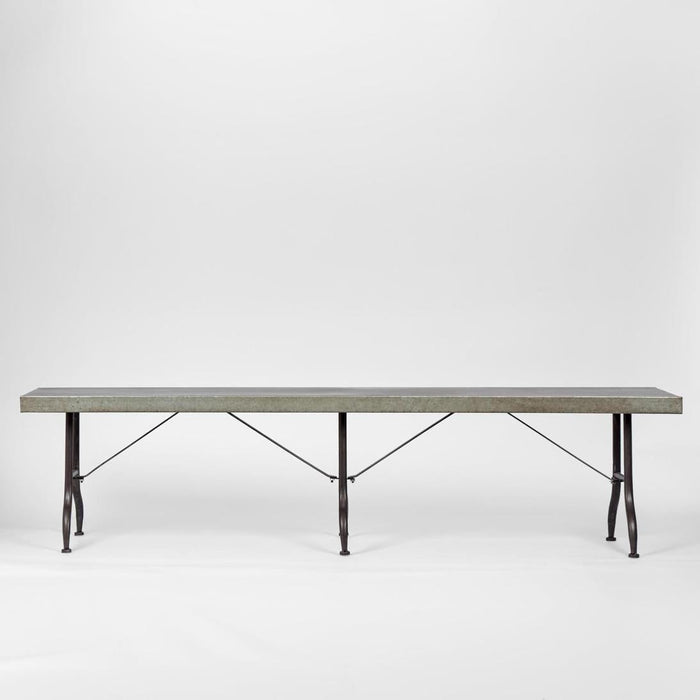 Long Zinc top Bench with Metal legs