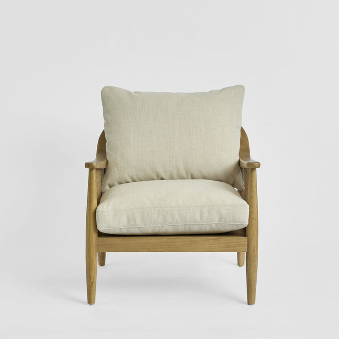 Luberon Armchair Oak & Rattan W/Linen Blend Cushions