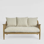 Luberon 2 Seat Oak & Rattan Sofa W/Linen Blend Cushions