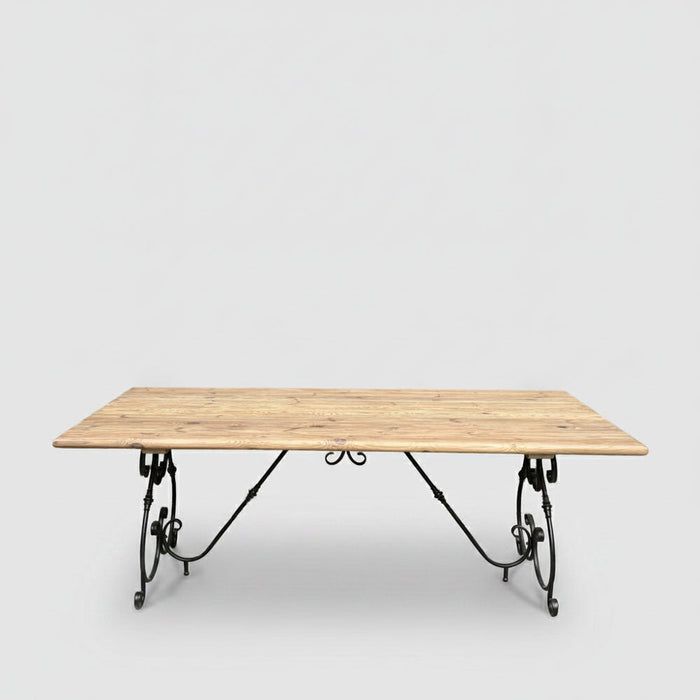 Avignon Dining Table Forged Iron & Ebonized Pinewood